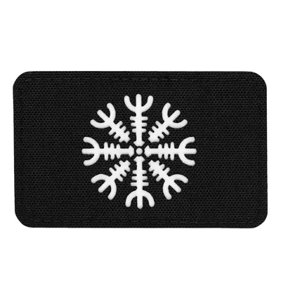 Naszywka Hełm Grozy - Cordura 500D - Laser Cut - Pozioma - Fluorescencyjna - Czarny/GID- 51222299 - M-Tac