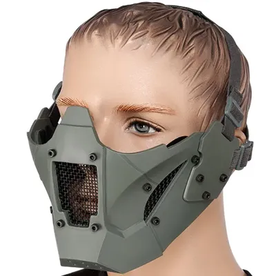 Iron Warrior Maske Lower Face Mit Halterung Für / Ohne FAST Helme Grau - Wosport