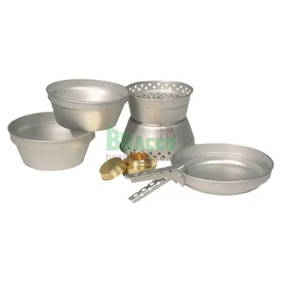 Popote in Alluminio con Fornellino Ad Alcol - 2 Persone - Mil-Tec