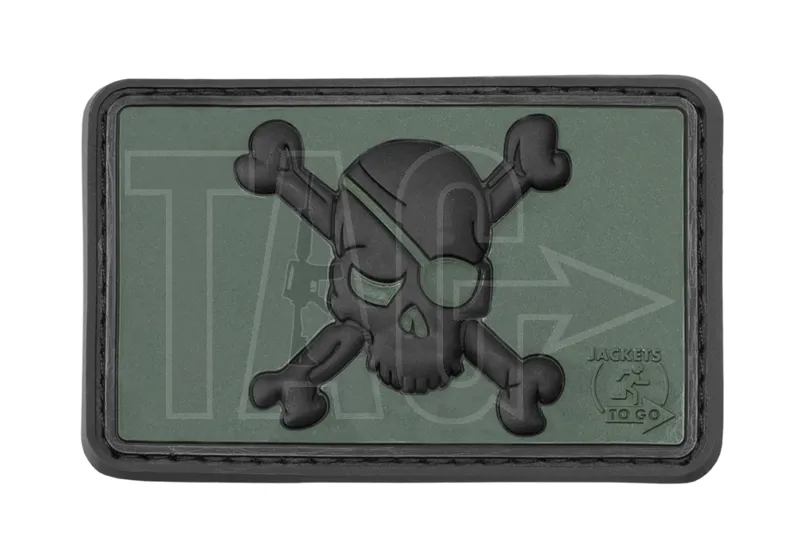 Pirate Skull Rubber Patch (Forest)