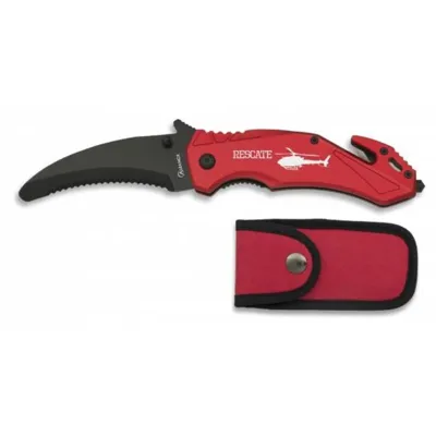 Navaja Seguridad Táctica Rescate Acero Inox 8.5cm con Funda - Albainox