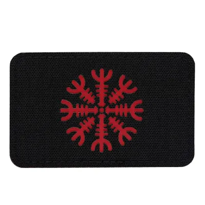Naszywka Hełm Grozy - Cordura 500D - Laser Cut - Pozioma - Czarny/Czerwony - 51222233 - M-Tac