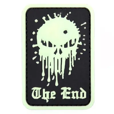 3D Rubber Patch Mit Klettfläche Skull the End /Nachleuchtend - Van Os