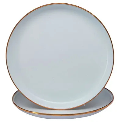 Teller Emaille 2ER Set 28 cm Flach Weiß - Barebones