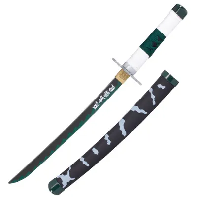 Mini Katana Demon Slayer Sanemi /Grün Inkl. Scheide Und Schwertständer - Haller