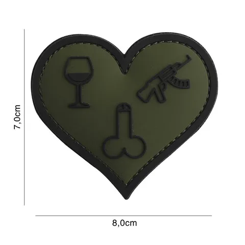 Kurt24 Patch Love "Wine Dicks and Guns" | Grün