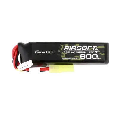 LIPO 800mAh 11.1V 25C 3S1P with Mini Tamiya Plug - GENS ACE