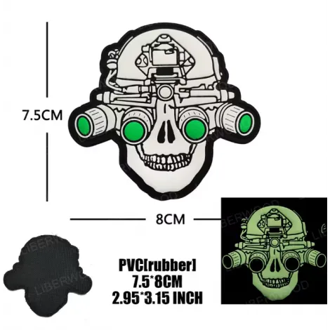 Patch Morale Quad Node Skull Front NVG in PVC Fluorescente