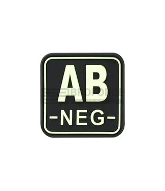 Bloodtype Square Rubber Patch AB Neg - Glow - JTG
