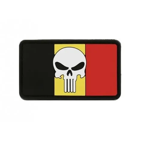 Patch Bandiera Flag Skull Belgio PVC Velcro Patch