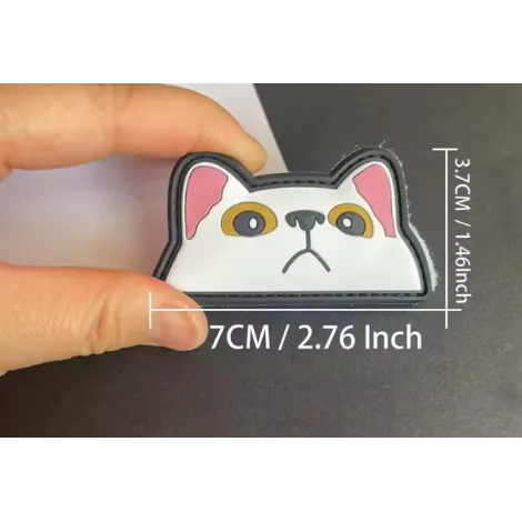 Patch Morale Meme Gatto - Cat Face PVC - Bianca