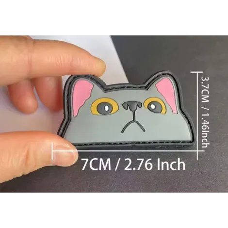 Patch Morale Meme Gatto - Cat Face PVC - Grigia