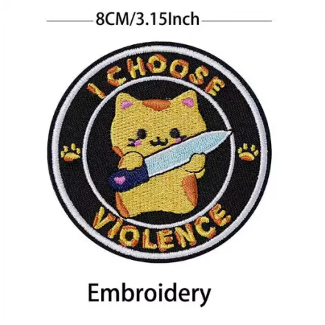 Patch Morale Meme Gatto - I Choose Violence - Arancio