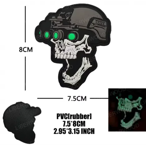 Patch Morale Quad Node Skull NVG in PVC Fluorescente