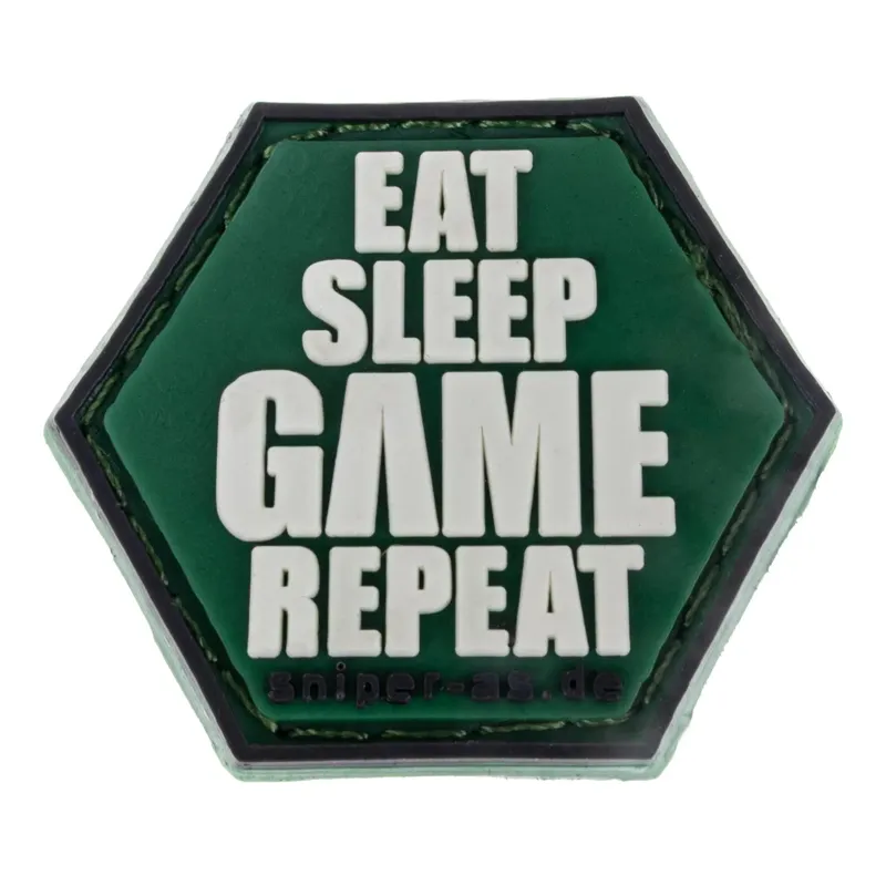 Sniper Eat Sleep Game Repeat 3D Rubber Patch