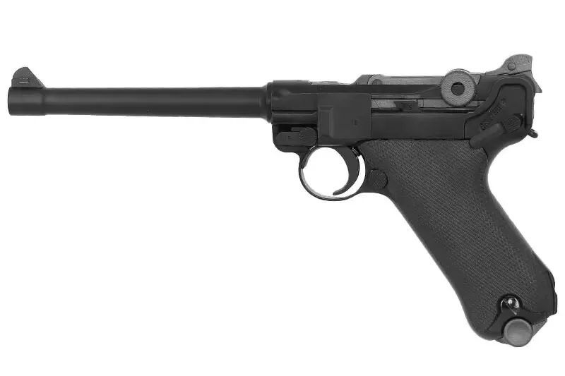 Réplique P08 6" Medium Full Métal WE Gaz · Negro