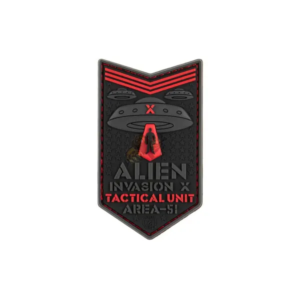 JTG Alien Invasion X-Files Rubber Patch in · Rojo