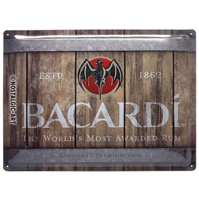 Blechschild Bacardi - Wood Barrel Logo 40 x 30 cm - Nostalgic Art