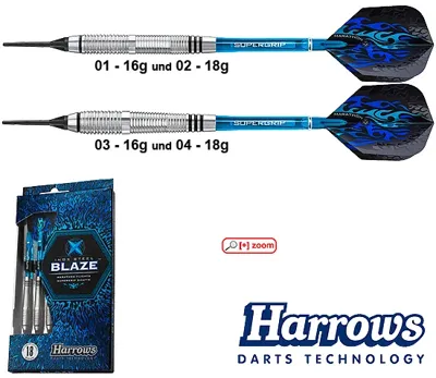 Blaze Inox Steel - Softip Dartpfeile | 04-18G - Harrows