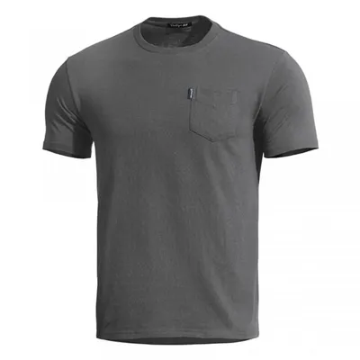 T-Shirt Ageron Mit Brusttasche Quick Dry Wolf Grau - Pentagon