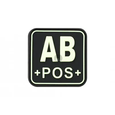 Bloodtype Square Rubber Patch AB Pos Schwarzops - JTG