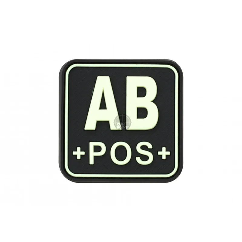 JTG Bloodtype Square Rubber Patch AB Pos Schwarzops