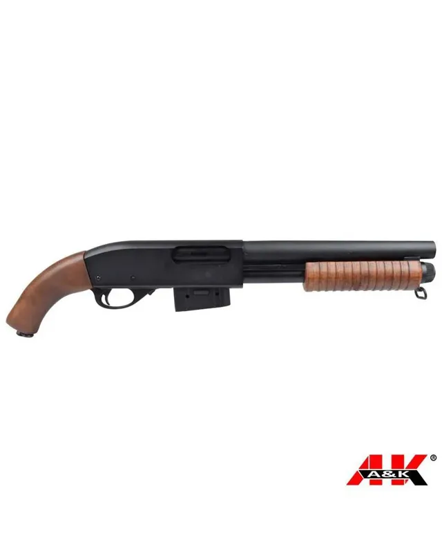 A&K Airsoft Pump Action Wood · Negro