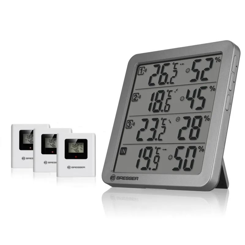 Bresser Quadro NV Termómetro e Higrómetro · Gris