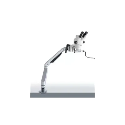 Stereo Microscope Set Trinocular (UK) 0,7-4,5x: Spr.loaded Arm Stand (Clamp), LED Ring - Kern Optics