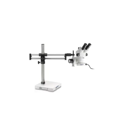 Stereo Microscope Set Trinocular (UK) 0,7-4,5x: Double Arm Stand (Plate), LED Ring - Kern Optics