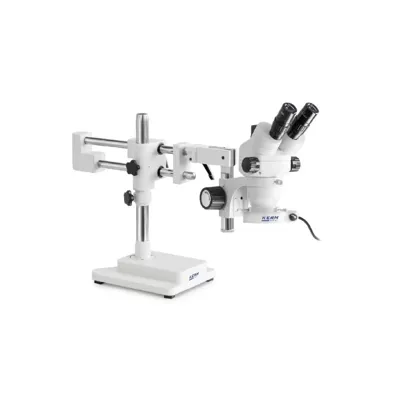 Stereo Microscope Set Trinocular (Small) 0,7-4,5x: Double Arm Stand (Plate), LED Ring - Kern Optics