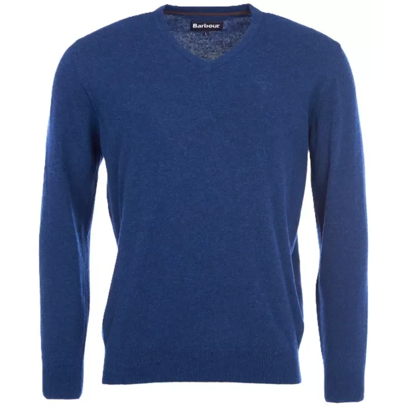 Barbour Essential Lambswool V Neck · Azul