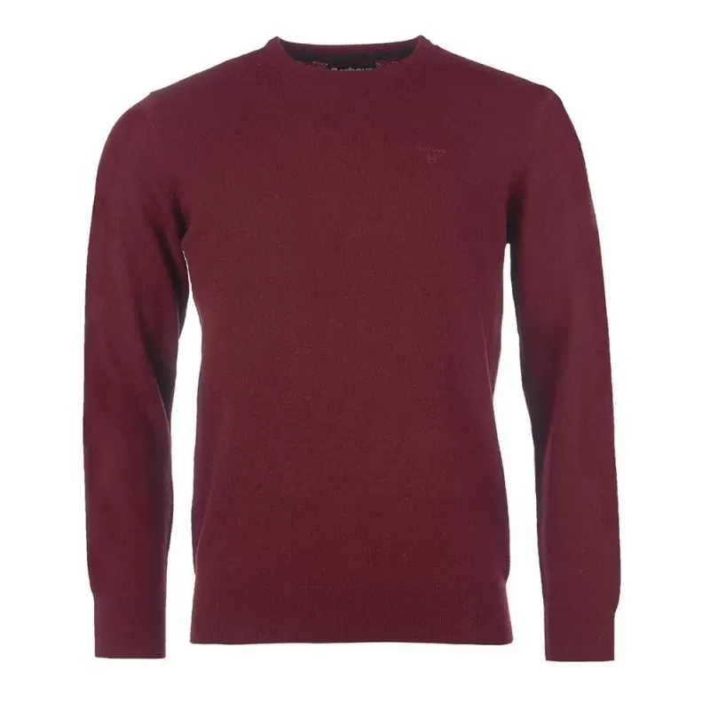 Barbour Essential Lambswool Crew Neck Maroon