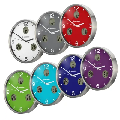 Reloj de Pared Radio Controlado MyTime Io NX con Medición de Temperatura y Humedad - Diámetro 30cm - Bresser