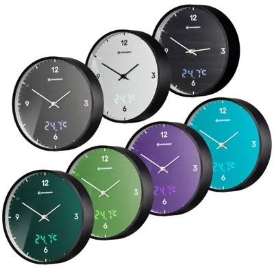 Reloj de Pared de 24 cm con Indicador de Temperatura MyTime LEDsec - Bresser