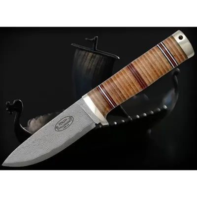 NL5CXL Cowryx/Laminado Damasco IDUN – Funda de CUERO - Fallkniven