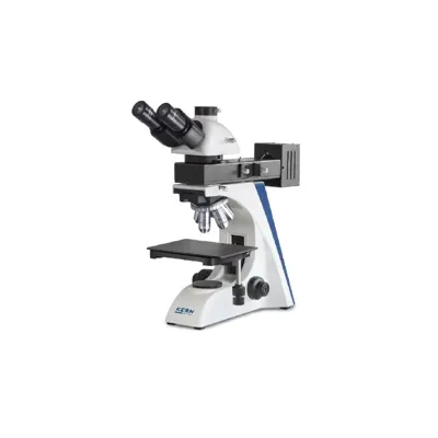 Microscopio Metalúrgico Trinocular Inf Plan 5/10/20/40: WF10X18: 100W HAL (IL) - Kern Optics