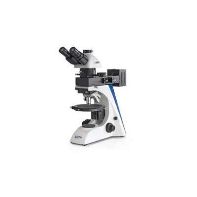 Microscopio de Polarización Trinocular Inf Plan 4/10/20/40: WF10X18: 50W HAL (IL) - Kern Optics