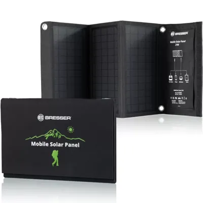 Cargador Solar Móvil de 21 Vatios con Salida USB y DC - Bresser