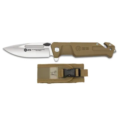 Navaja Táctica K25 Goma Satin Hoja 9 cm - Rui