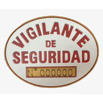 Placa de Pecho Vigilante de Seguridad PVC Velcro