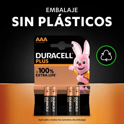 Pilas Plus LR03 (AAA) – Blíster de 4 Unidades - Duracell