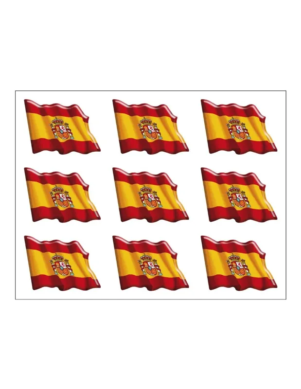 Arenal de Sevilla Pack de 9 Pegatinas Bandera España Actual Ondeante con Volumen