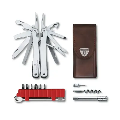 Alicate Multiusos SwissTool Spirit X Plus Ratchet Funda de Piel