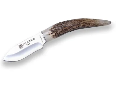 Cuchillo de Monte para Cuello Colgante Puño en Asta de Ciervo y Hoja de 7,5 cm - Joker Cuchillería Deportiva