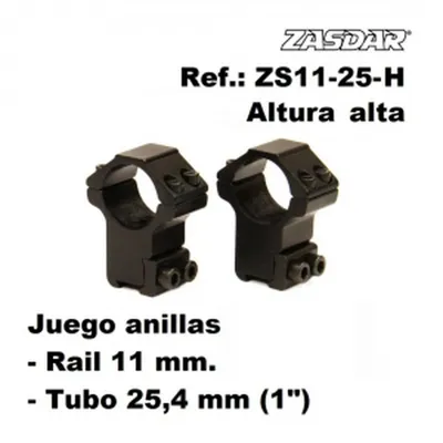Monturas Altura Alta Ø25 mm / Rail 9 - 11 mm - Zasdar