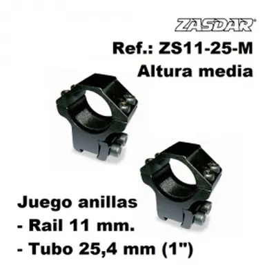 Monturas Altura Media Ø25 mm / Rail 9 - 11 mm - Zasdar