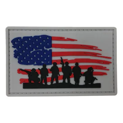 Parche de Goma PVC Bandera USA Soldados 80 x 50 mm - DragonPro