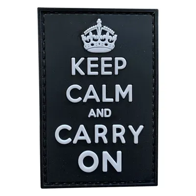 Parche de Goma PVC Keep Calm and Carry on 65 x 45 mm - DragonPro