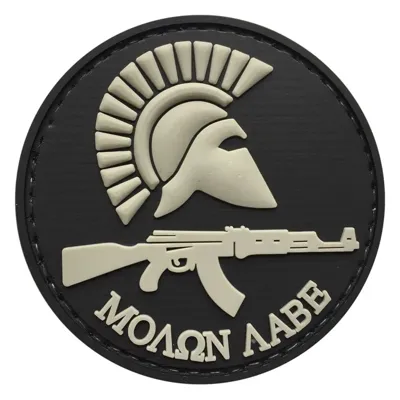 Parche de Goma PVC Molon Labe Espartano Rifle 60 mm - DragonPro